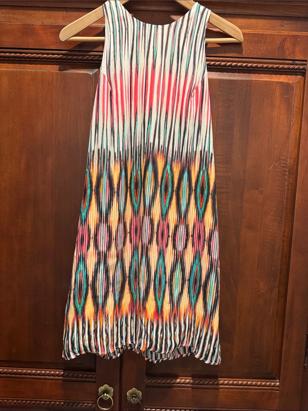 Lavender Brown Multicolor Silk Blend A-Line Midi Dress
